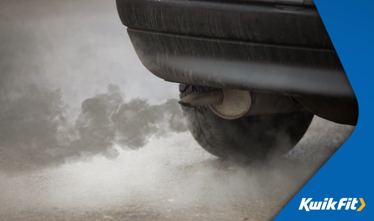 Black smoke comes out of a car's exhaust  possibly indicating an issue with fuel not being burned properly.