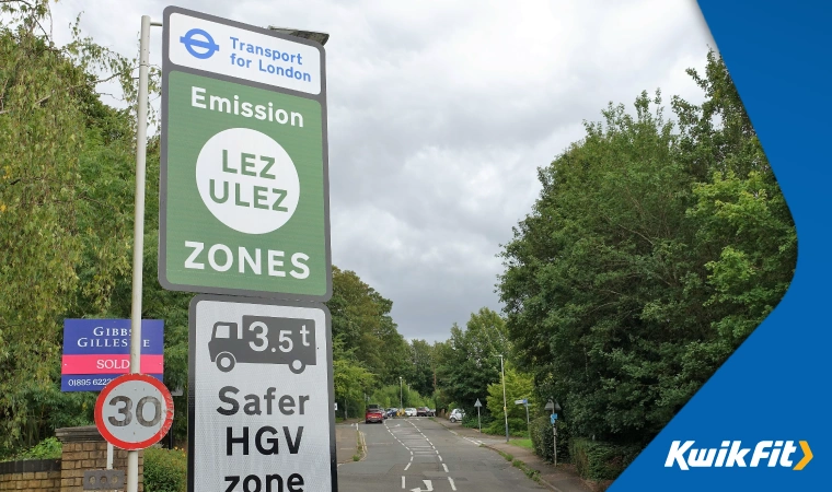 A road with the ULEZ zone sign.