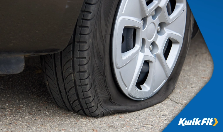 flat tyre close up