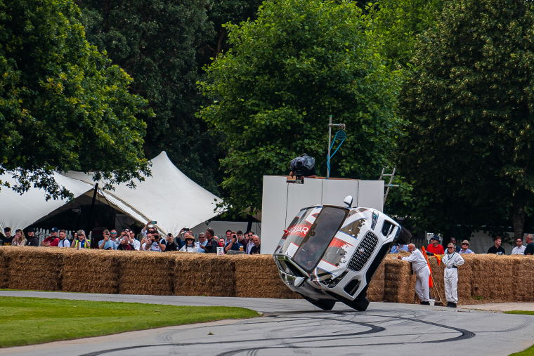 Terry Grant turning a corner on just two wheels