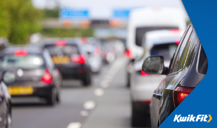 Cars in traffic on the motorway.